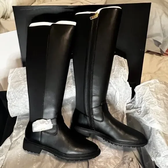 New In Box Coach Coach Women's Farrah Black Leather Riding Boots Size 5.5 Women